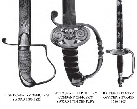 Light Cavalry, Honourable Artillery Company and British Infantry Swords